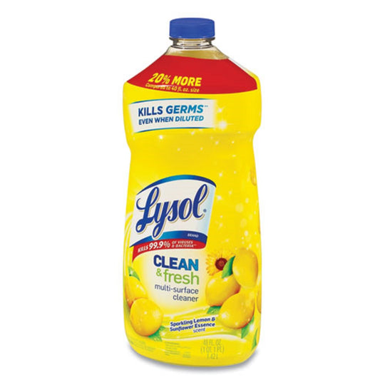 LYSOL CLEAN AND FRESH MULTI-SURFACE CLEANER - SPARKLING LEMON AND SUNFLOWER ESSENCE - 48 oz BOTTLE - 9/CARTON