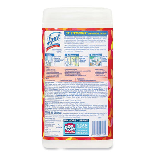 LYSOL DISINFECTING WIPES - MANGO AND HIBISCUS - 80 WIPES/CANISTER - 6 CANISTERS/CARTON