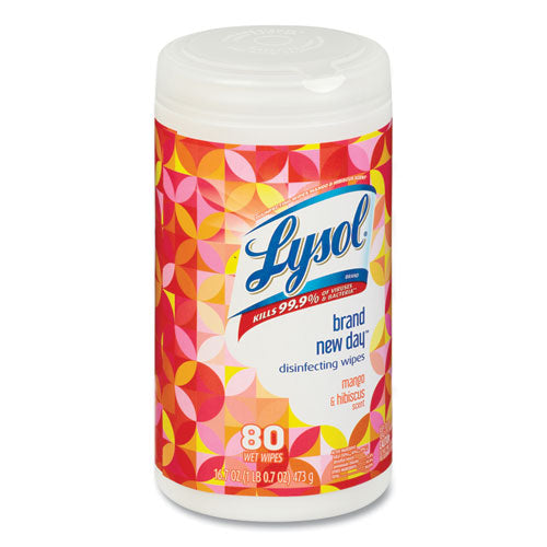 LYSOL DISINFECTING WIPES - MANGO AND HIBISCUS - 80 WIPES/CANISTER - 6 CANISTERS/CARTON