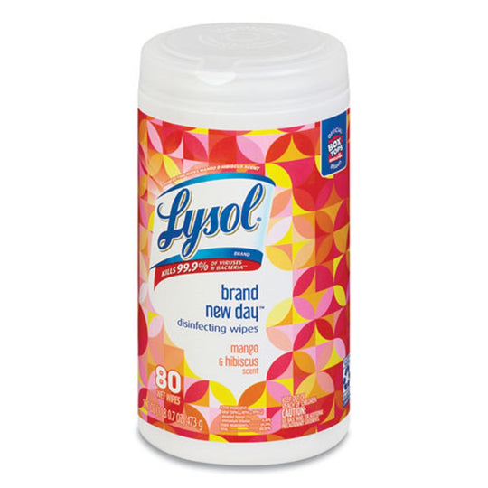 LYSOL DISINFECTING WIPES - MANGO AND HIBISCUS - 80 WIPES/CANISTER - 6 CANISTERS/CARTON