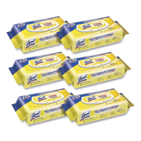 LYSOL DISINFECTANT  WIPES FLATPACKS - LEMON AND LIME BLOSSOM - 80 WIPES/FLAT PACK - 6 FLAT PACKS/CARTON