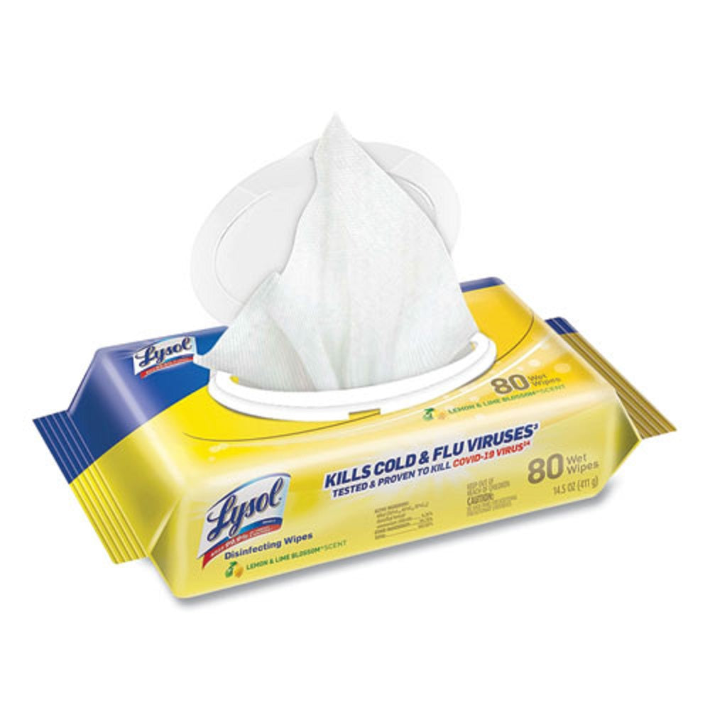 LYSOL DISINFECTANT  WIPES FLATPACKS - LEMON AND LIME BLOSSOM - 80 WIPES/FLAT PACK - 6 FLAT PACKS/CARTON