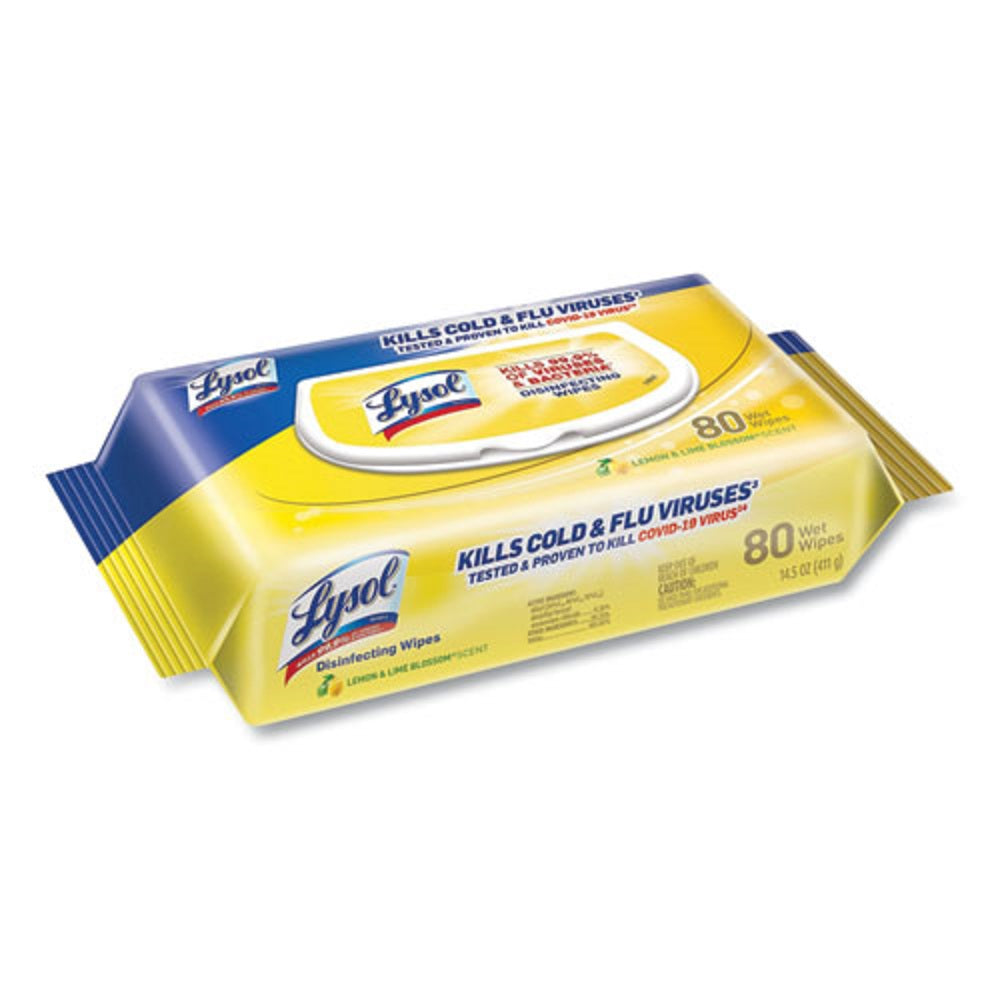 LYSOL DISINFECTANT  WIPES FLATPACKS - LEMON AND LIME BLOSSOM - 80 WIPES/FLAT PACK - 6 FLAT PACKS/CARTON