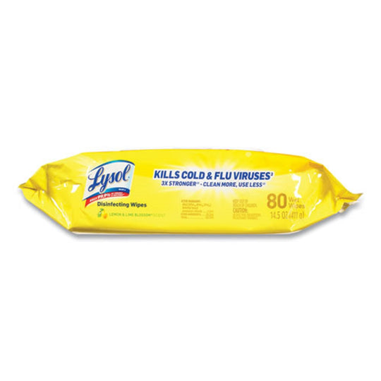 LYSOL DISINFECTING WIPES FLATPACKS - LEMON AND LIME BLOSSOM - 80 WIPES/FLAT PACK