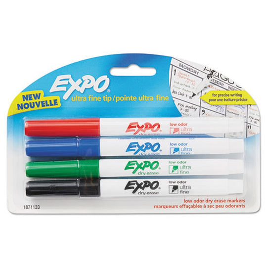 EXPO LOW-ODOR DRY ERASE MARKERS, EXTRA FINE NEEDLE TIP