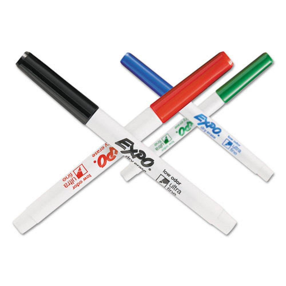 EXPO LOW-ODOR DRY ERASE MARKERS, EXTRA FINE NEEDLE TIP