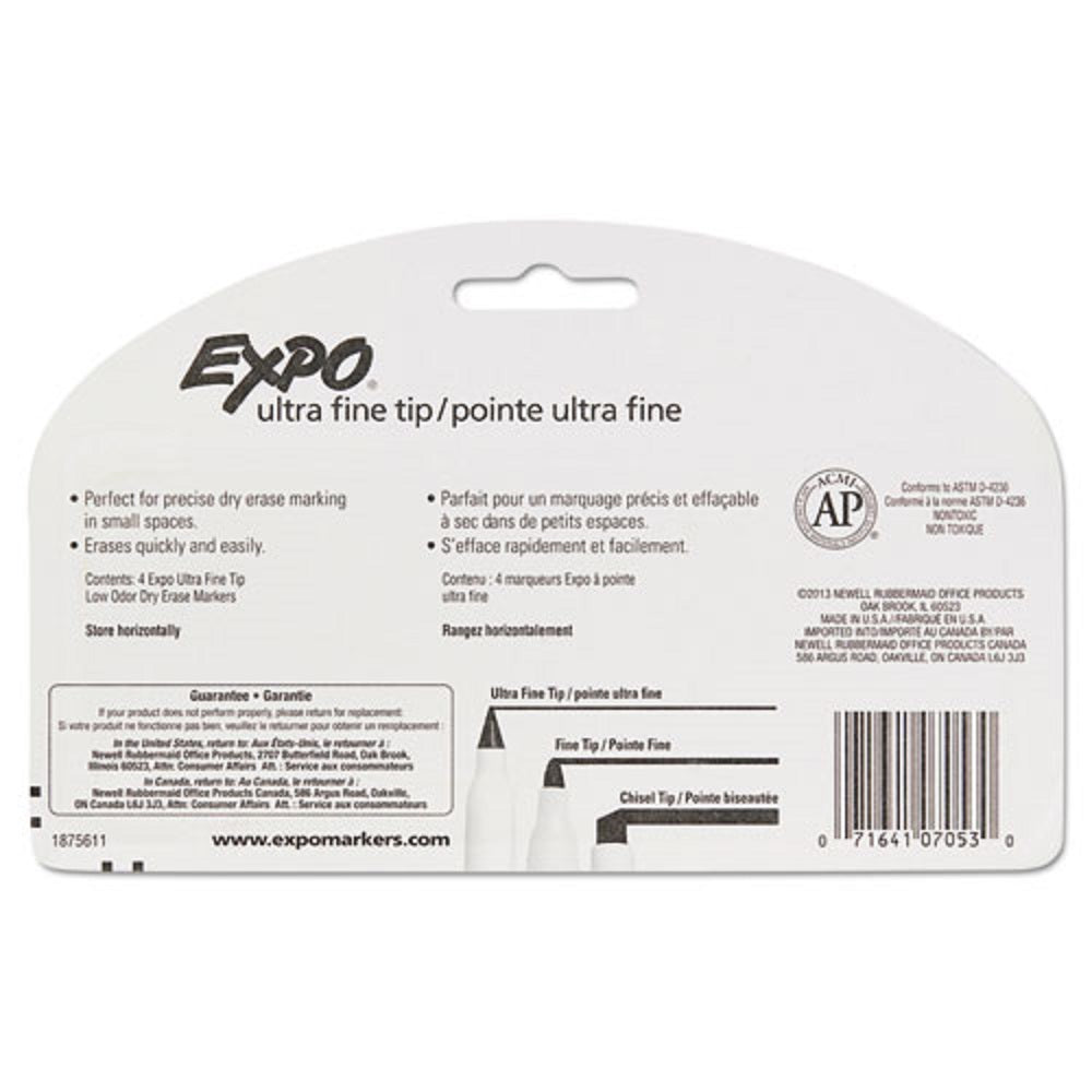 EXPO LOW-ODOR DRY ERASE MARKERS, EXTRA FINE NEEDLE TIP