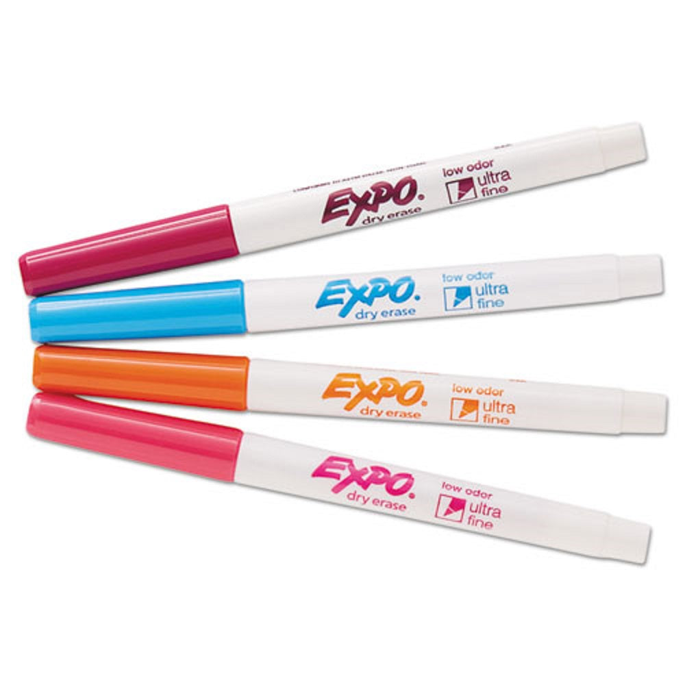 EXPO LOW ODOR DRY ERASE MARKER, ASSORTED COLORS, EXTRA FINE NEEDLE TIP