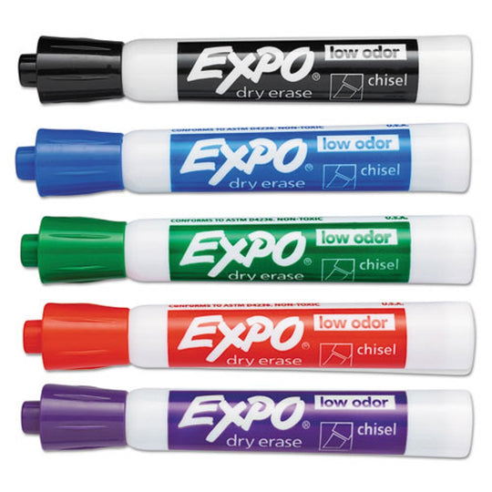 EXPO LOW-ODOR DRY ERASE CHISEL TIP MARKERS