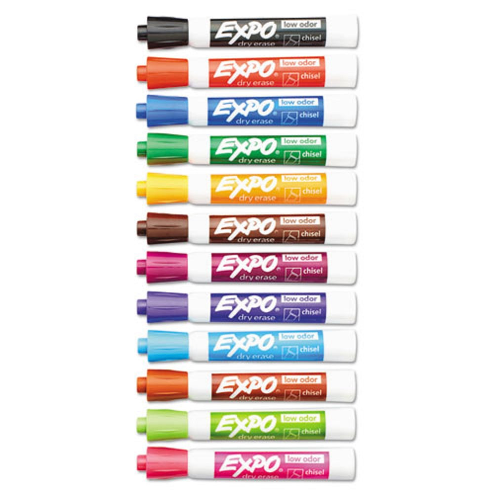 EXPO LOW ODOR ASSORTED COLOR MARKERS, BROAD CHISEL TIP