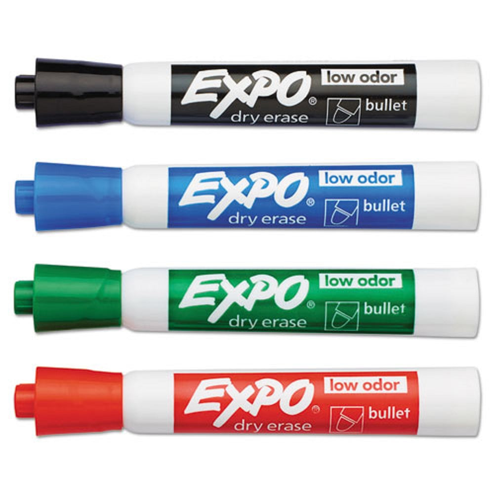 EXPO LOW ODOR ASSORTED COLOR MARKERS, MEDIUM BULLET TIP