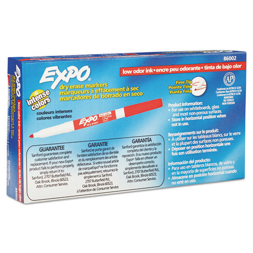 EXPO LOW-ODOR DRY ERASE MARKERS, FINE BULLET TIP - RED