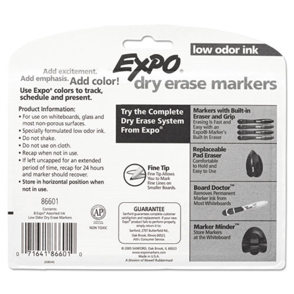 EXPO LOW ODOR DRY-ERASE FINE TIP MARKERS