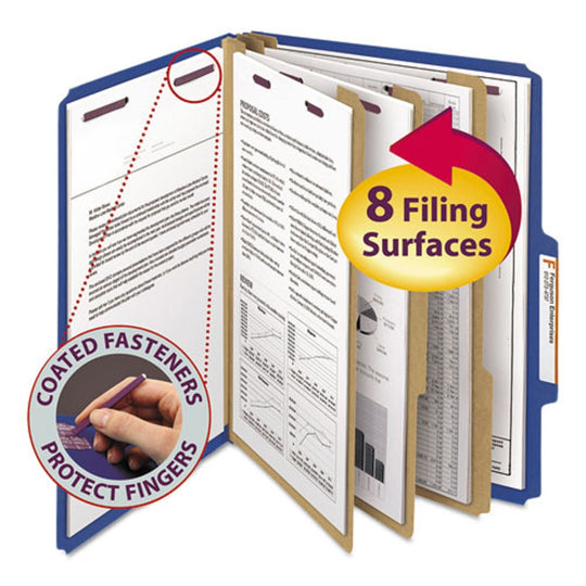 EIGHT SECTION PRESSBOARD TOP TAB CLASSIFICATION FOLDERS W/SAFESHIELD FASTENERS