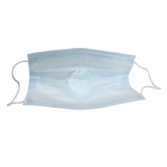 THREE-PLY GENERAL USE FACE MASK, BLUE/WHITE - 2500/CARTON