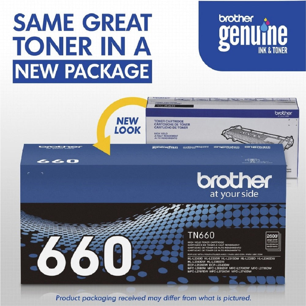 BROTHER GENUINE TN660 HIGH YIELD TONER CARTRIDGE, BLACK