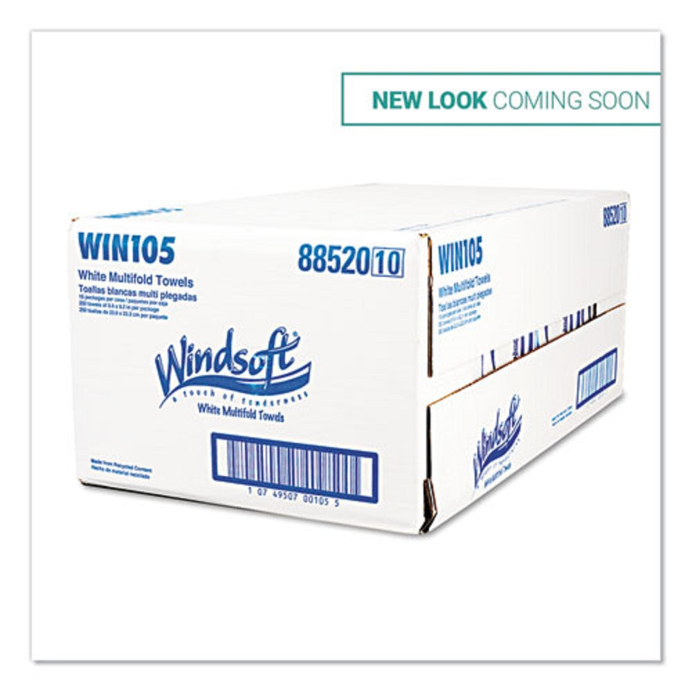 WINDSOFT MULTIFOLD PAPER TOWELS, 1 PLY - WHITE - 250/PACK, 16 PACKS/CARTON