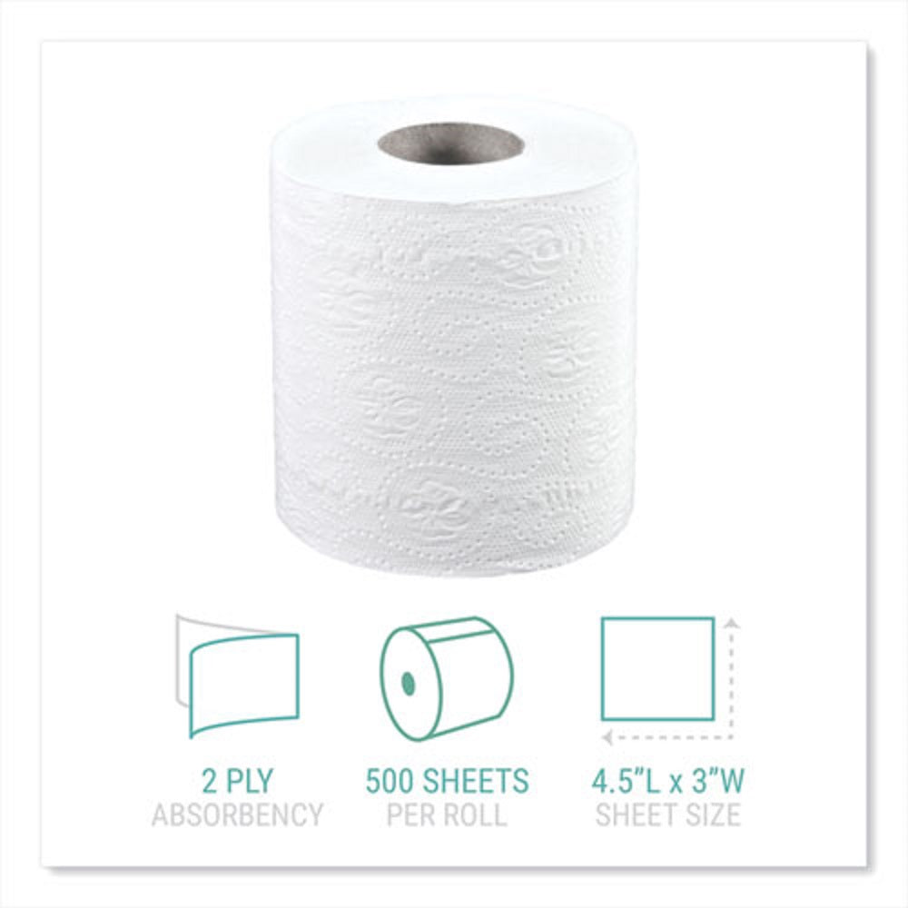 WINDSOFT BATH TISSUE - 500 SHEETS/ROLL - WHITE - 48 ROLLS/CARTON