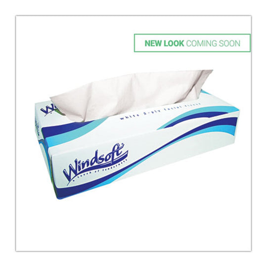 WINDSOFT FACIAL TISSUE - 2 PLY - WHITE - 100 SHEETS/BOX, 6/BOXES/PACK