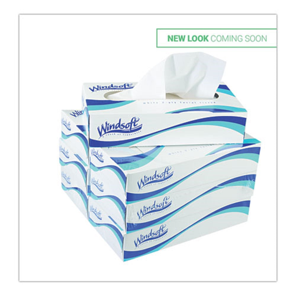 WINDSOFT FACIAL TISSUE - 2 PLY - WHITE - 100 SHEETS/BOX, 6/BOXES/PACK