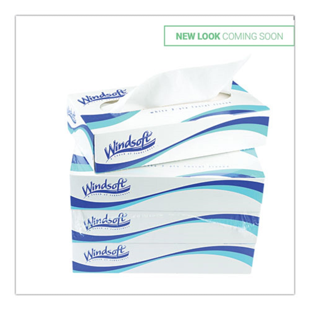 WINDSOFT FACIAL TISSUE - 2 PLY - WHITE - 100 SHEETS/BOX, 6/BOXES/PACK