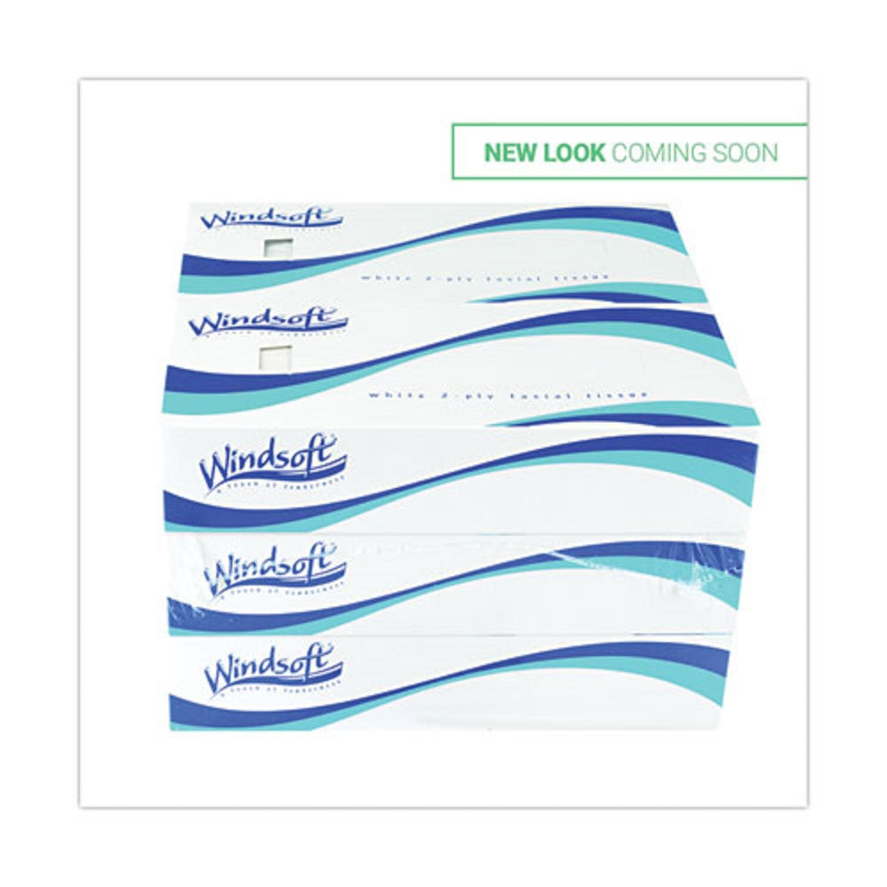 WINDSOFT FACIAL TISSUE - 2 PLY - WHITE - 100 SHEETS/BOX, 6/BOXES/PACK