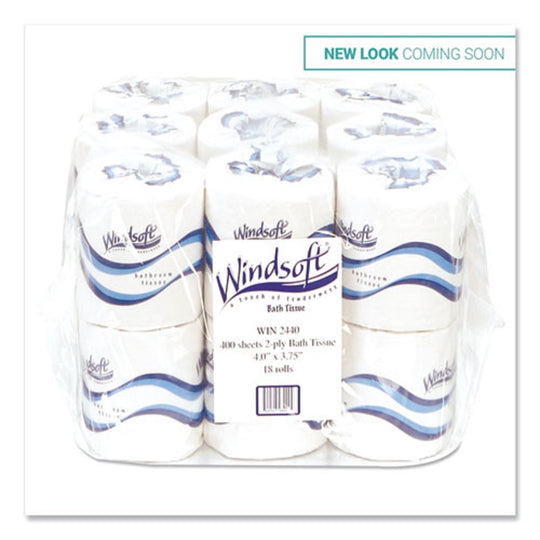 WINDSOFT BATH TISSUE - WHITE - 400 SHEETS/ROLL, 18 ROLLS/CARTON