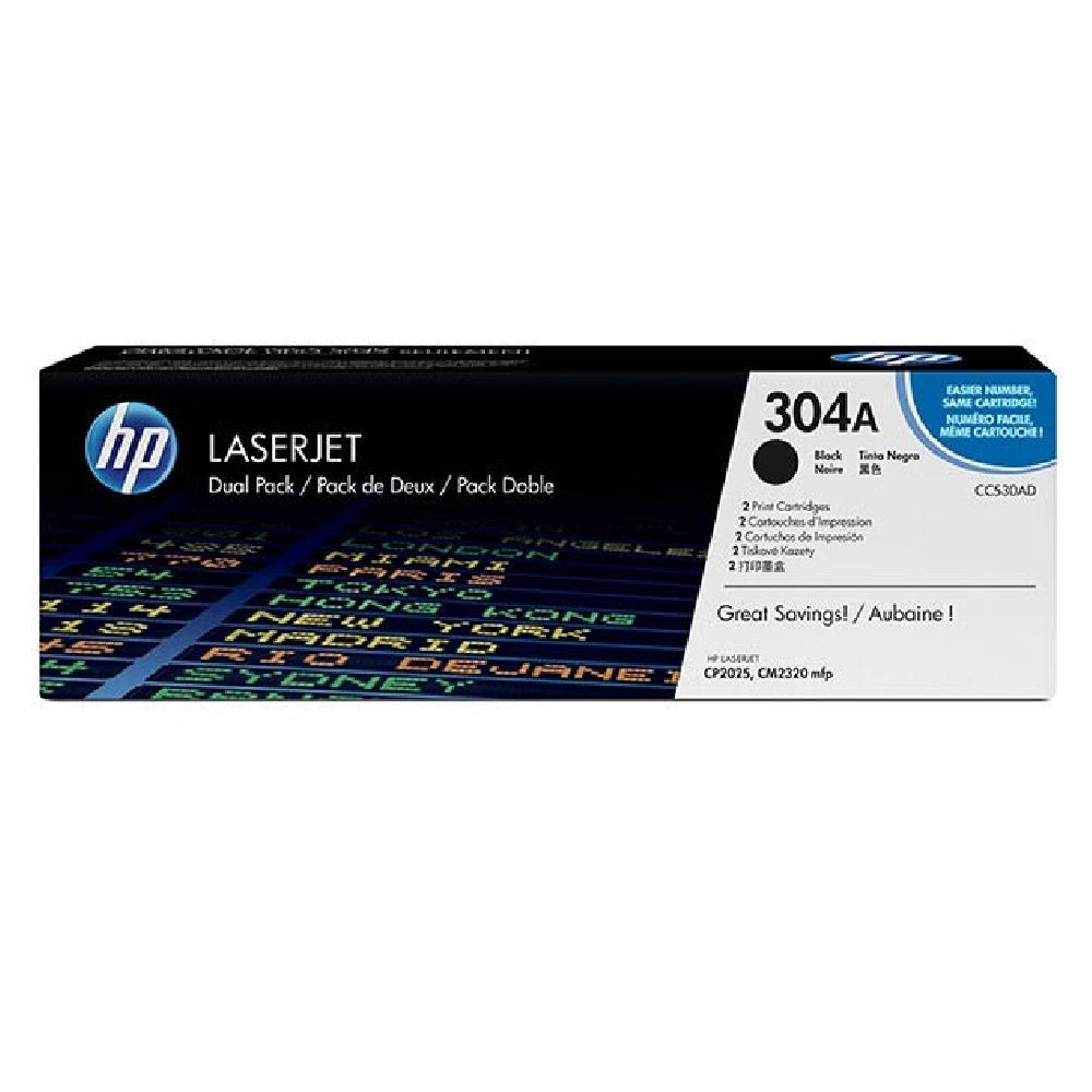 HP 304A BLACK ORIGINAL LASERJET TONER CARTRIDGES 2-PACK